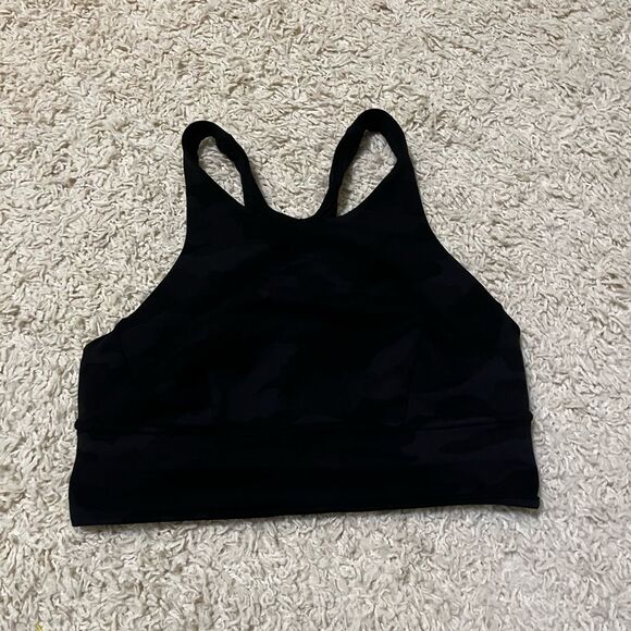 lululemon wunder train camo long line sport bra size 8